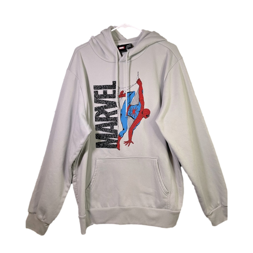 Men's Marvel Spider-Men's Fuzzy Logo Web Pull Over Hoodie Size XL